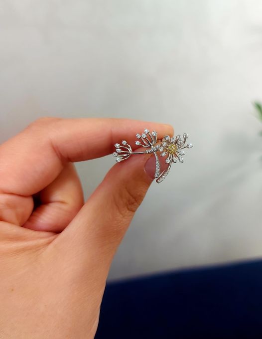 Cercei din argint cu model floare